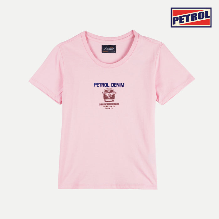 Petrol Basic Tees for Ladies Boxy Fitting Shirt CVC Jersey Fabric Trendy fashion Casual Top Almond Blossom T-shirt for Ladies 129429-U (Almond Blossom)