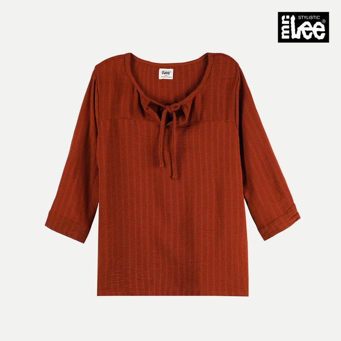 Stylistic Mr. Lee Ladies Basic Woven Plain Blouse for Women Trendy Fashion High Quality Apparel Comfortable Casual Top for Women Regular Fit 136796 (Rust)