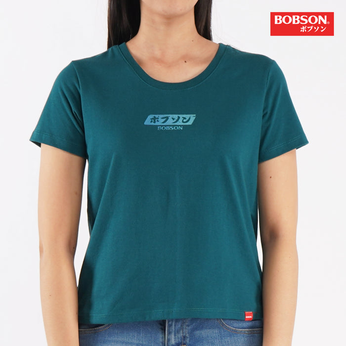 Bobson Japanese Ladies Basic Round Neck shirt for Women Trendy Fashion High Quality Apparel Comfortable Casual Top for Women Boxy Fit 133322-U (Teal)