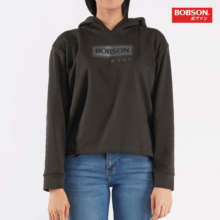 Bobson Japanese Ladies Basic Hoodie Pullover Long sleeves Crop Jacket for Women Trendy Fashion High Quality Apparel Comfortable Casual Jacket for Women 134996 (Dark Green)