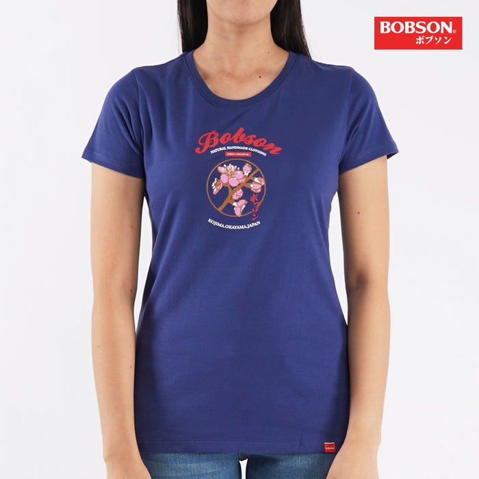 Bobson Japanese Ladies Basic Tees Round Neck T-shirt for Women Trendy Fashion High Quality Apparel Comfortable Casual Top for Women Regular Fit 126546-U (Navy)