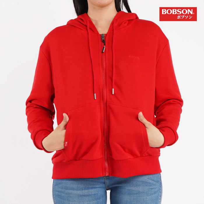 Bobson Japanese Ladies Basic Plain Hoodie Jacket for Women Trendy Fashion High Quality Apparel Comfortable Casual Jacket for Women Loose Fit 121618 (Red)