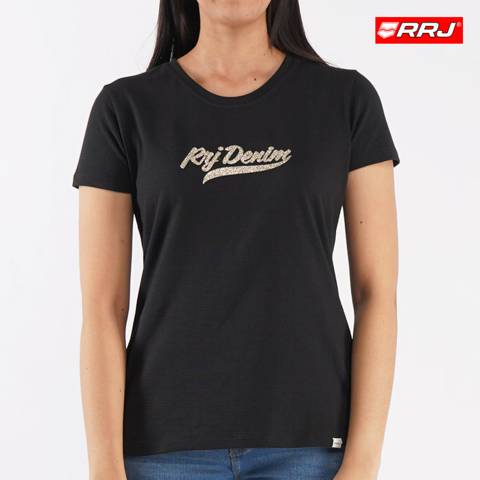 RRJ Basic Tees for Ladies Regular Fitting Shirt Trendy fashion Casual Top Black T-shirt for Ladies 104113 (Black)