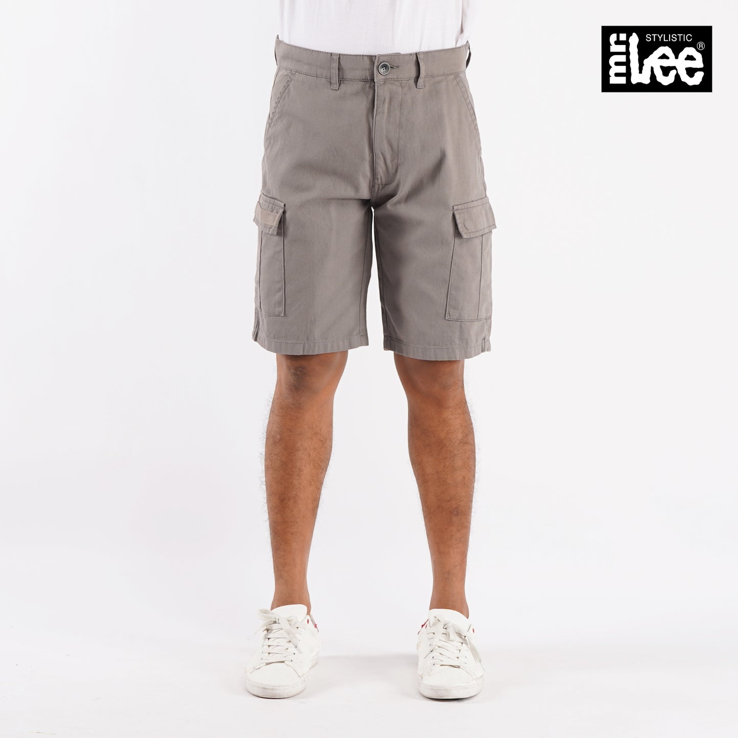 Stylistic Mr. Lee Men's Basic Non- Denim 6 pocket Cargo Short for Men Trendy Fashion High Quality Apparel Comfortable Casual Short for Men 125929-U (Gray)