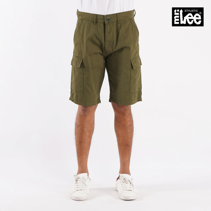 Stylistic Mr. Lee Men's Basic Non- Denim 6 pocket Cargo Short for Men Trendy Fashion High Quality Apparel Comfortable Casual Short for Men 125918-U (Fatigue)