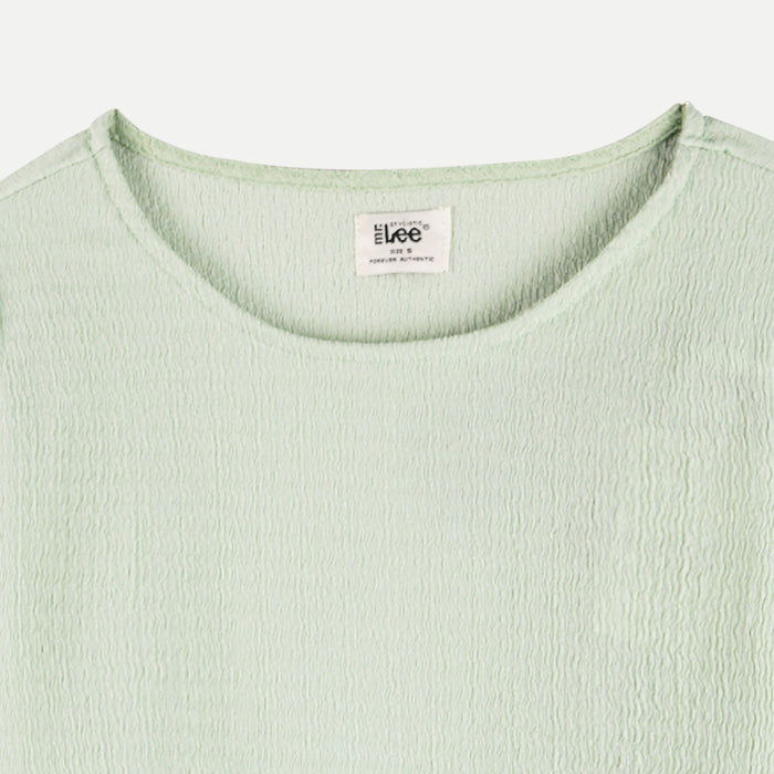 Stylistic Mr. Lee Ladies Basic Woven Round Neck Blouse for Women Trendy Fashion High Quality Apparel Comfortable Casual Top for Women Boxy Fit 141100 (Green)