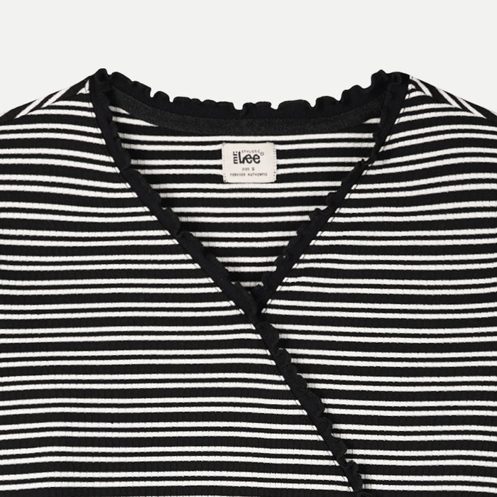 Stylistic Mr. Lee Ladies Basic Tees Striped V-Neck 3/4 Sleeve Top for Women Trendy Fashion High Quality Apparel Comfortable Casual Top for Women Regular Fit 109093-U (Black)
