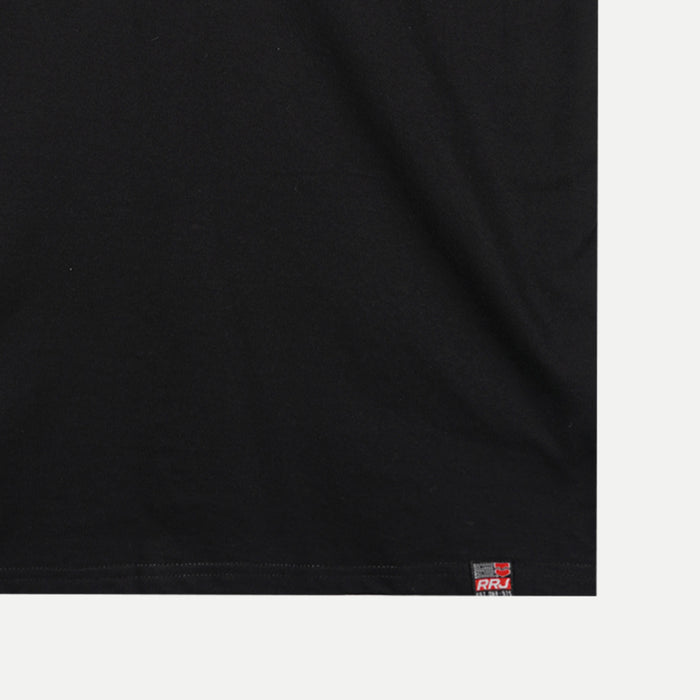 RRJ Basic Tees for Men Semi Body Fitting Shirt CVC Jersey Fabric Round Neck Trendy fashion Casual Top Black T-shirt for Men 132418-U (Black)