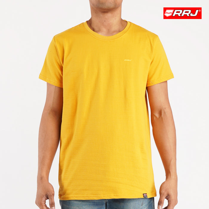 RRJ Basic Tees for Men Semi Body Fitting Shirt Missed Lycra Fabric Round Neck Trendy fashion Casual Top Yellow T-shirt for Men 108004 (Yellow)