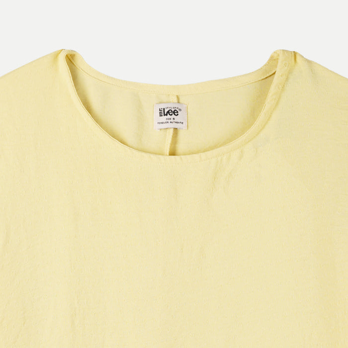 Stylistic Mr. Lee Ladies Basic Woven Round Neck Shirt for Women Trendy Fashion High Quality Apparel Comfortable Casual Top for Women Boxy Fit 141401 (Yellow)