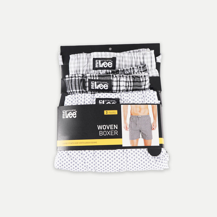 Stylistic Mr. Lee Men's Basic Innerwear 3in1 Boxer Shorts for Men Trendy Fashion High Quality Apparel Comfortable Casual Boxer short for Men 113999 (Assorted)