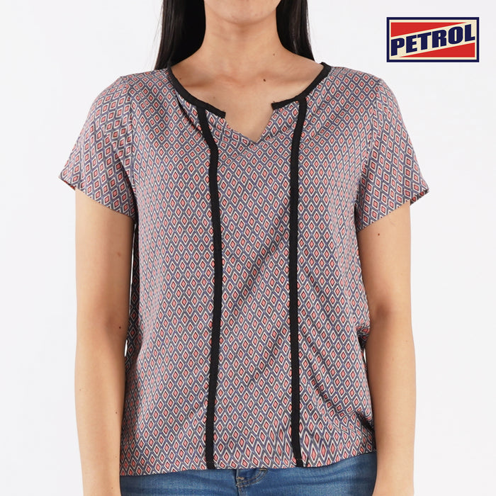 Petrol Basic Woven Ladies Boxy Fitting Shirt Rayon Fabric Trendy fashion Casual Top Woven for Ladies 139077-U (Peacoat)