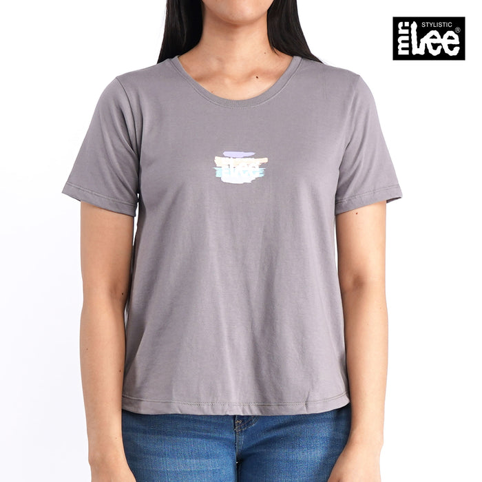 Stylistic Mr. Lee Ladies Basic Round Neck T-shirt for Women Trendy Fashion High Quality Apparel Comfortable Casual Tees for Women Relaxed Fit 139703-U (Gray)