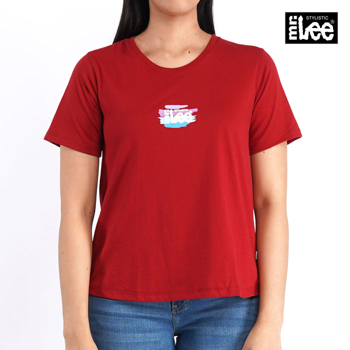 Stylistic Mr. Lee Ladies Basic Round Neck T-shirt for Women Trendy Fashion High Quality Apparel Comfortable Casual Tees for Women Relaxed Fit 139703-U (Red)