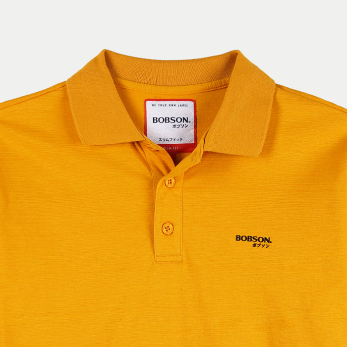 Bobson Japanese Men's Basic Polo shirt for Men Missed Lycra Fabric Trendy Fashion High Quality Apparel Comfortable Casual Collared shirt for Men Slim Fit 128807 (Yellow Gold)