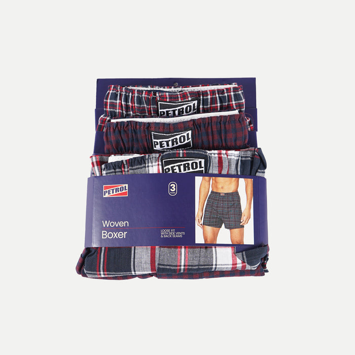 Petrol Men's Basic Accessories 3in1 Innerwear Cotton Fabric 3pcs Set Assorted 100% Premium Cotton Woven Boxer short for Men 113928 (Assorted)