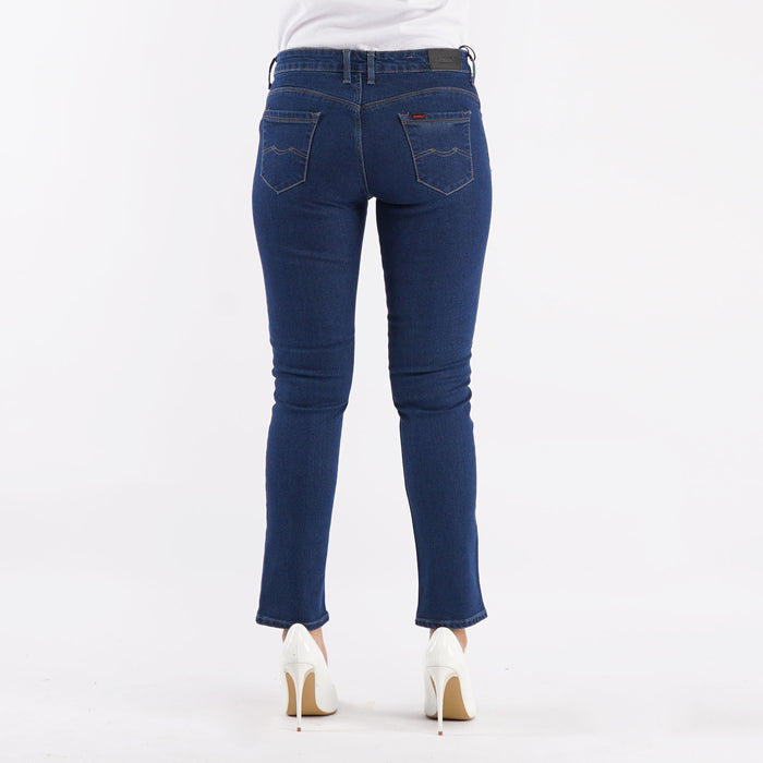 RRJ Ladies Basic Denim Fashionable Casual Apparel Stretchable Maong Pants For Women Slim Fitting Mid waist Trendy Fashion High Quality Stretchable Jeans For Women 144385-U (Dark Shade)