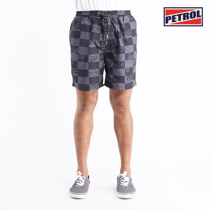 Petrol Modified Non Denim Board Shorts for Men Regular Fitting Garment Wash Cotton Fabric Casual Short Black Swim short for Men 133794 (Black)