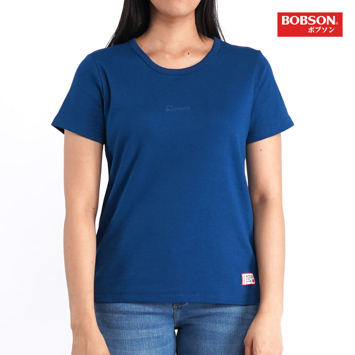 Bobson Japanese Ladies Basic Round Neck Shirt for Women Trendy Fashion High Quality Apparel Comfortable Casual Tees for Women Relaxed Fit 121757 (Poseidon)