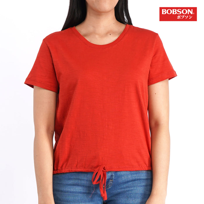 Bobson Japanese Ladies Basic Round Neck shirt for women Trendy Fashion High Quality Apparel Comfortable Casual Tees for women Loose Fit 106711 (Rust)