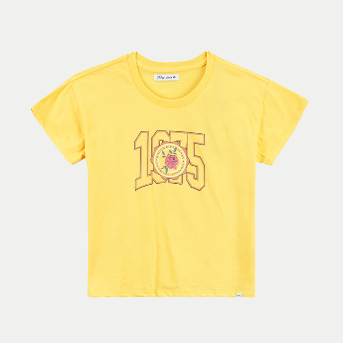 RRJ Basic Tees for Ladies Boxy Fitting Shirt CVC Jersey Fabric Trendy fashion Casual Top Yellow T-shirt for Ladies 142198-U (Yellow)