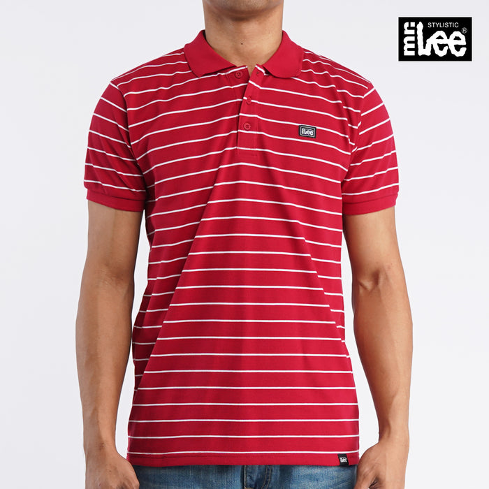 Stylistic Mr. Lee Men's Basic Striped Polo shirt for Men Trendy Fashion High Quality Apparel Comfortable Casual Collared shirt for Men Semi body Fit 115287 (Red)