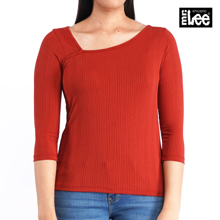 Stylistic Mr. Lee Ladies Basic Tees 3/4 Sleeve Trendy Fashion High Quality Apparel Comfortable Casual Top for Women Regular Fit 147314-U (Rust)
