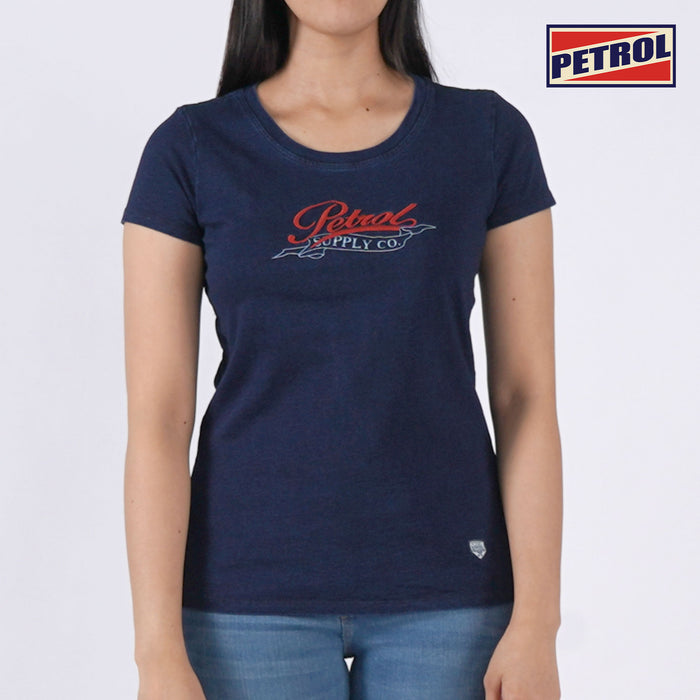 Petrol Basic Tees for Ladies Regular Fitting Shirt Trendy fashion Casual Top T-shirt for Ladies 129243 (Raw Wash)