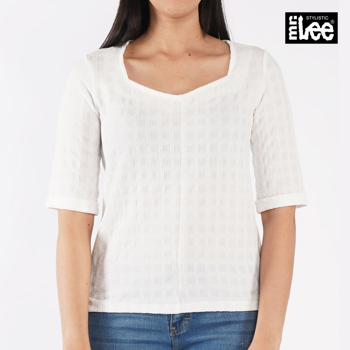 Stylistic Mr. Lee Ladies Basic Woven Trendy Fashion High Quality Apparel Comfortable Casual Top for Women Regular Fit 141633 (White)