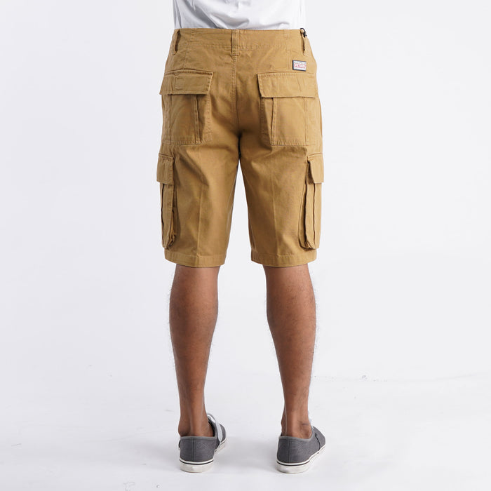 Petrol Basic Non-Denim Cargo Short for Men Regular Fitting With Pocket Garment Wash Fabric Casual Short Khaki Cargo Short for Men 126807 (Khaki )