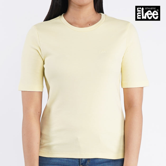 Stylistic Mr. Lee Ladies Basic Tees Plain Round Neck shirt for Women Trendy Fashion High Quality Apparel Comfortable Casual Top for Women Relaxed Fit 120277 (Yellow)