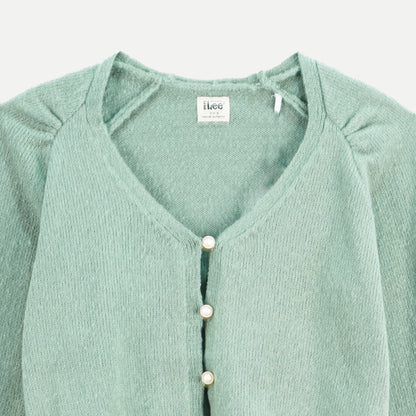 Stylistic Mr. Lee Ladies Basic Plain Long Sleeve Cardigan for Women Trendy Fashion High Quality Apparel Comfortable Casual Jacket for Women Boxy Fit 116663 (Green)