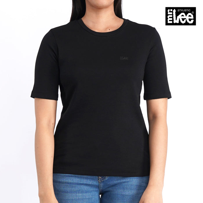Stylistic Mr. Lee Ladies Basic Tees Plain Round Neck shirt for Women Trendy Fashion High Quality Apparel Comfortable Casual Top for Women Relaxed Fit 120264 (Black)