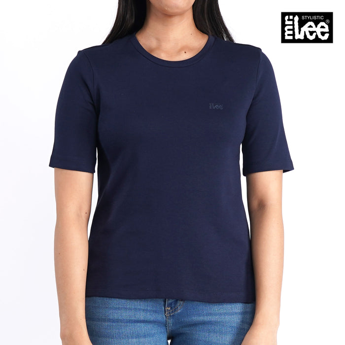 Stylistic Mr. Lee Ladies Basic Tees Plain Round Neck shirt for Women Trendy Fashion High Quality Apparel Comfortable Casual Top for Women Relaxed Fit 120264 (Navy)