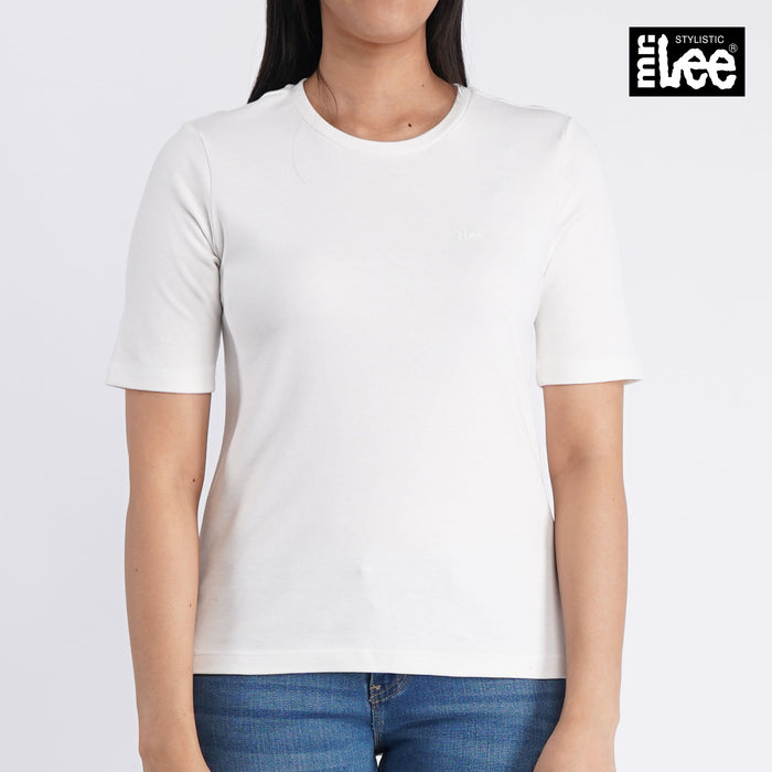 Stylistic Mr. Lee Ladies Basic Tees Plain Round Neck shirt for Women Trendy Fashion High Quality Apparel Comfortable Casual Top for Women Relaxed Fit 120264 (White)