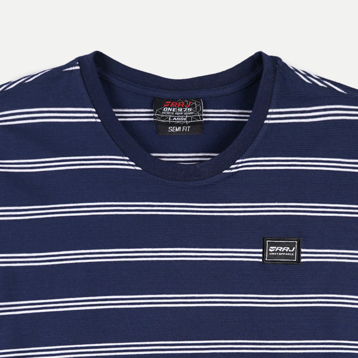 RRJ Basic Tees for Men Semi Body Fitting Shirt CVC Jersey Fabric Round Neck Trendy fashion Casual Top T-shirt for Men 119866 (Navy Blue)