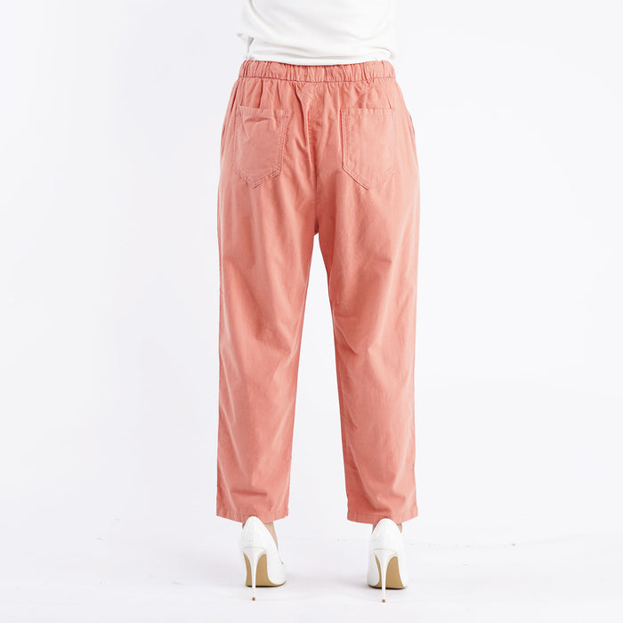 Stylistic Mr. Lee Ladies Basic Non-Denim Drawstring Trouser Pants for Women Trendy Fashion High Quality Apparel Comfortable Casual Pants for Women 138894-U (Coral)