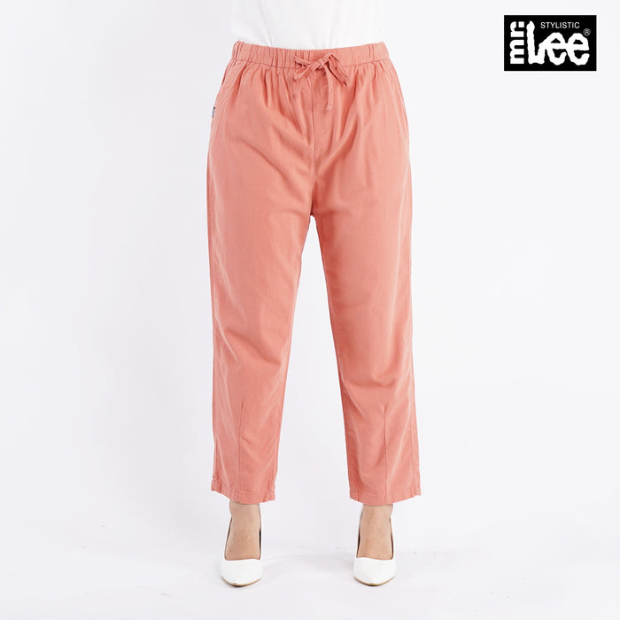 Stylistic Mr. Lee Ladies Basic Non-Denim Drawstring Trouser Pants for Women Trendy Fashion High Quality Apparel Comfortable Casual Pants for Women 138894-U (Coral)