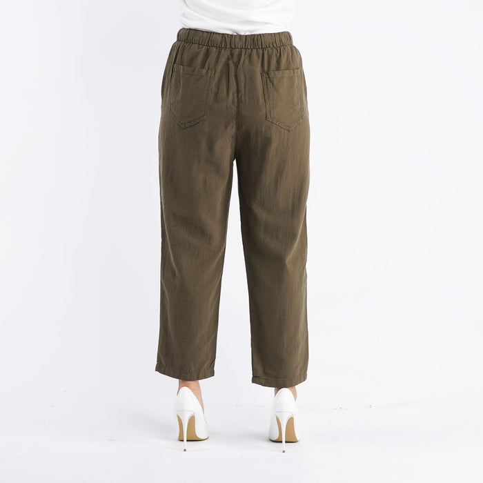 Stylistic Mr. Lee Ladies Basic Non-Denim Drawstring Trouser Pants for Women Trendy Fashion High Quality Apparel Comfortable Casual Pants for Women 138894-U (Fatigue)