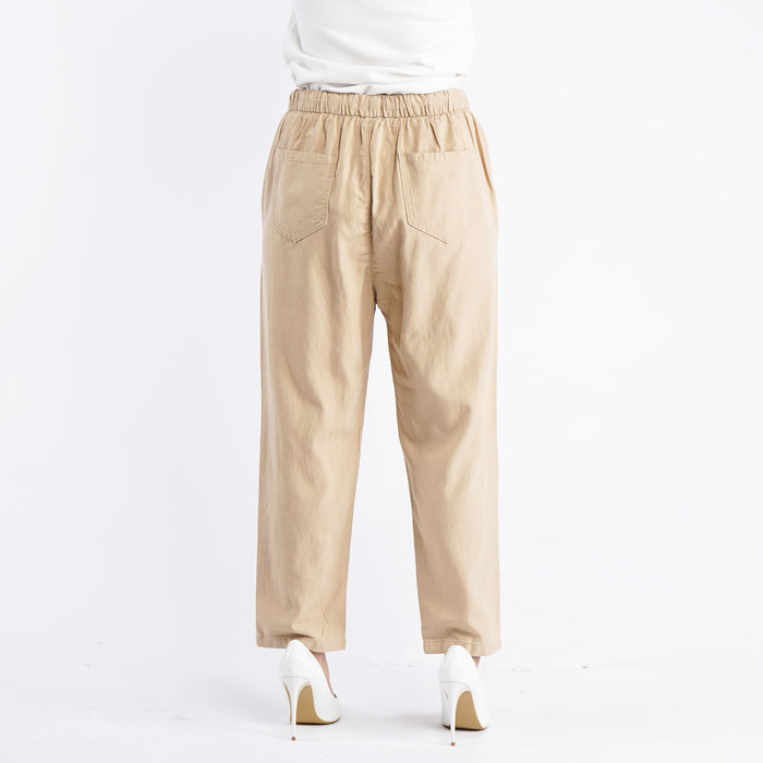 Stylistic Mr. Lee Ladies Basic Non-Denim Drawstring Trouser Pants for Women Trendy Fashion High Quality Apparel Comfortable Casual Pants for Women 138910-U (Khaki)