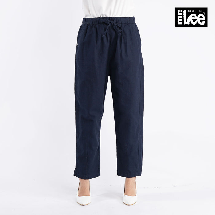 Stylistic Mr. Lee Ladies Basic Non-Denim Drawstring Trouser Pants for Women Trendy Fashion High Quality Apparel Comfortable Casual Pants for Women 138910-U (Navy)