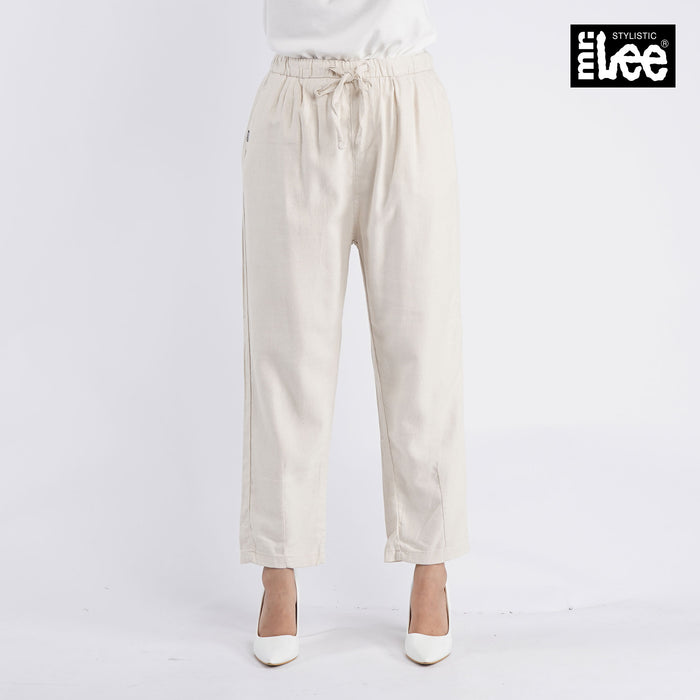 Stylistic Mr. Lee Ladies Basic Non-Denim Drawstring Trouser Pants for Women Trendy Fashion High Quality Apparel Comfortable Casual Pants for Women 138910-U (Off White)