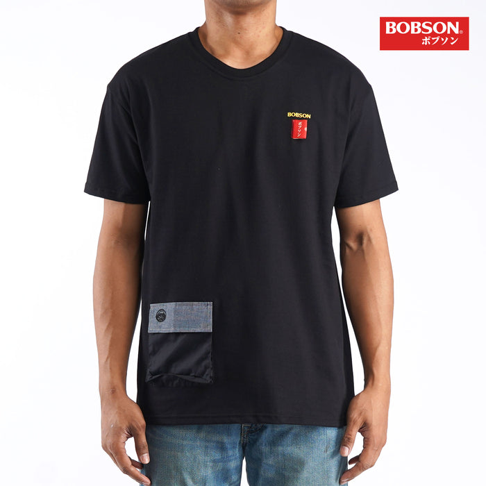 Bobson Japanese Men's Basic Round Neck Shirt for Men Trendy Fashion High Quality Apparel Comfortable Casual Tees for Men Comfort Fit 146749 (Black)