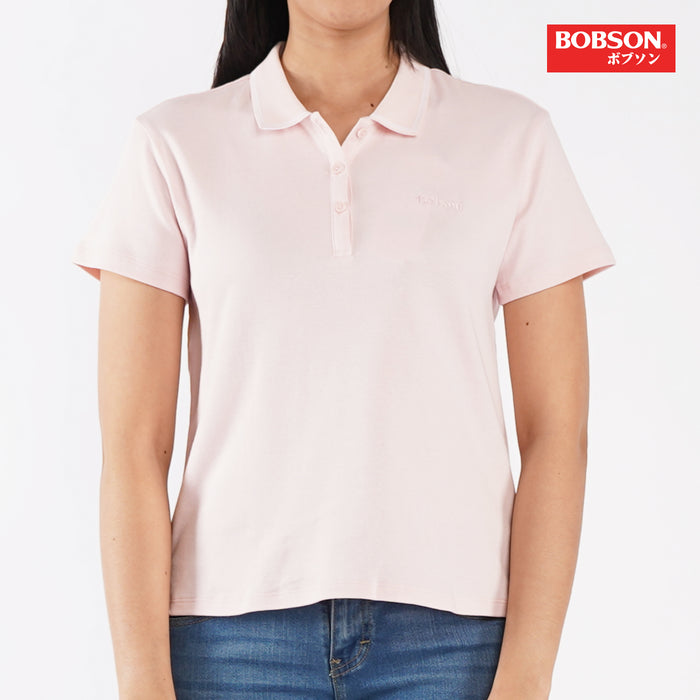 Bobson Japanese Ladies Basic Polo Shirt for Women Trendy Fashion High Quality Apparel Comfortable Casual Collared Shirt for Women Relaxed Fit 128884 (Potpourri)