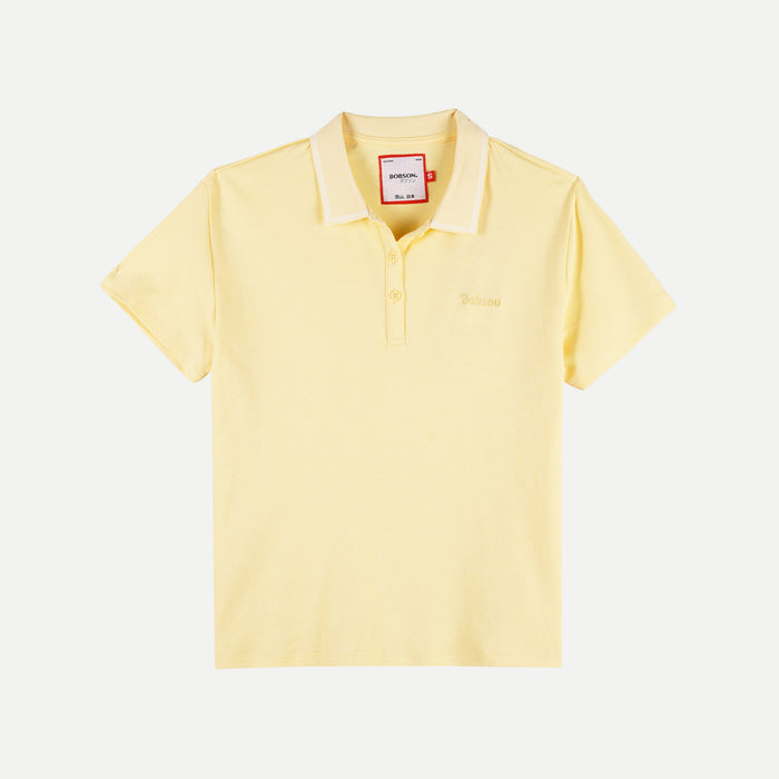Bobson Japanese Ladies Basic Polo Shirt for Women Trendy Fashion High Quality Apparel Comfortable Casual Collared Shirt for Women Relaxed Fit 128884 (Yellow)