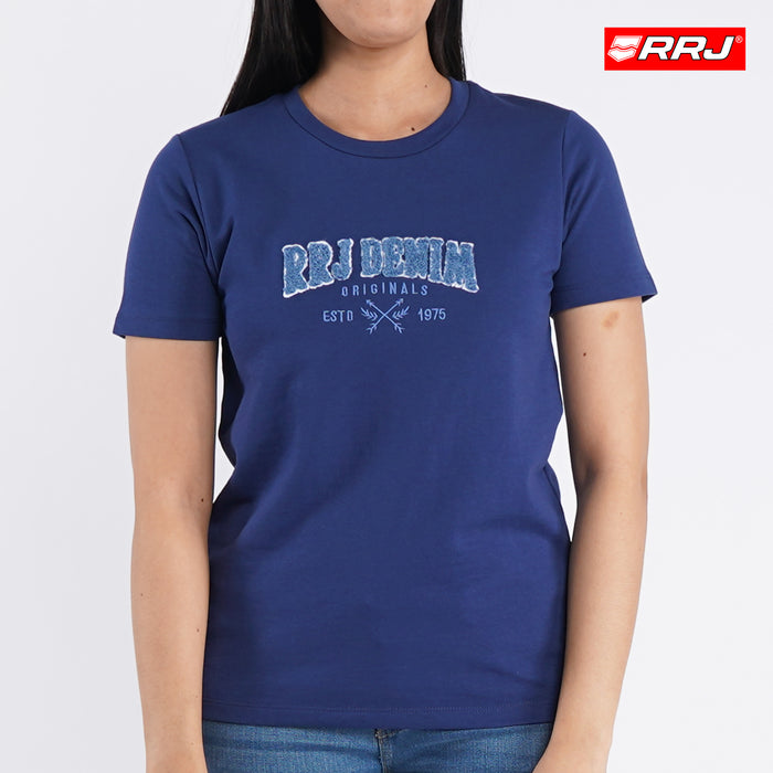 RRJ Basic Tees for Ladies Regular Fitting Shirt Trendy fashion Casual Top Blue shirt for Ladies 111895 (Blue)