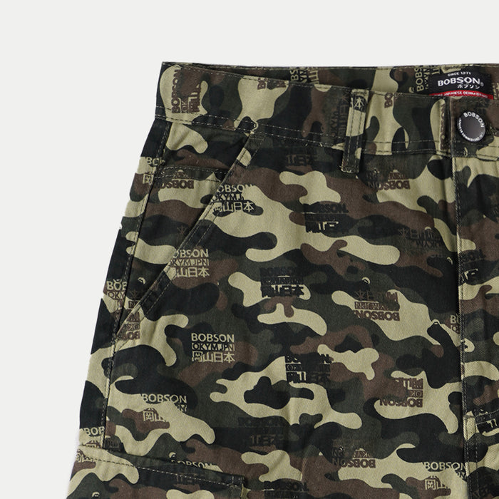 Bobson Japanese Men's Basic Non-Denim 6 pocket Cargo short for Men Mid Waist Trendy Fashion High Quality Apparel Comfortable Casual short for Men 145178 (Fatigue)
