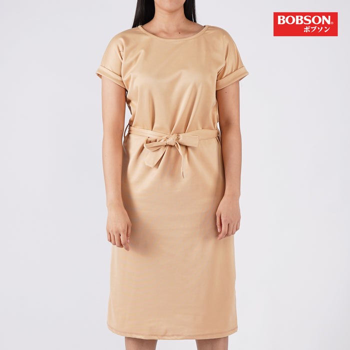 Bobson Japanese Ladies Basic Dress for Women Trendy Fashion High Quality Apparel Comfortable Casual Dress for Women Relaxed Fit 128871 (Beige)