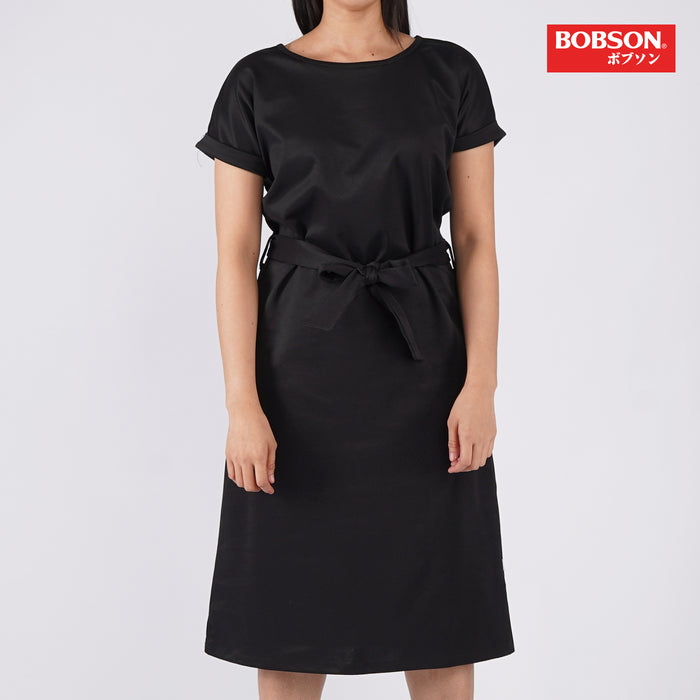 Bobson Japanese Ladies Basic Dress for Women Trendy Fashion High Quality Apparel Comfortable Casual Dress for Women Relaxed Fit 128871 (Black)