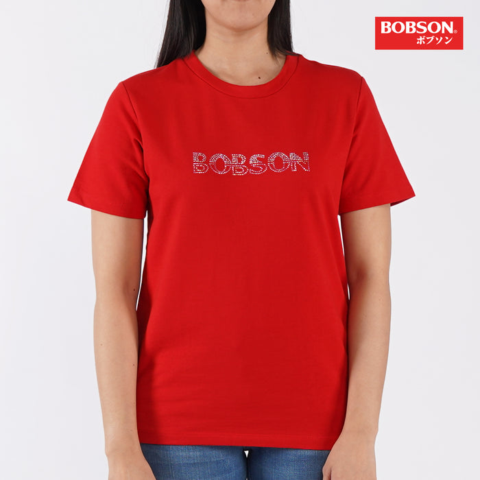 Bobson Japanese Ladies Basic Round Neck T shirt for Women Trendy Fashion High Quality Apparel Comfortable Casual Tees for Women Loose Fit 112682 (Red)